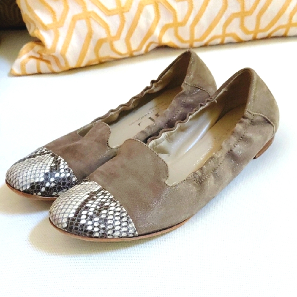AGL Taupe and Snakeskin Loafers 39
